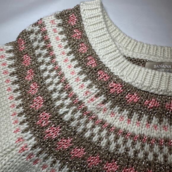Banana Republic FAIR ISLE PULLOVER cream color size small - Picture 7 of 13